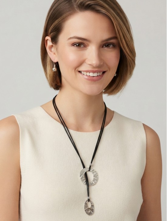Circle Pendant Belt/Necklace & Sphere Earrings Set